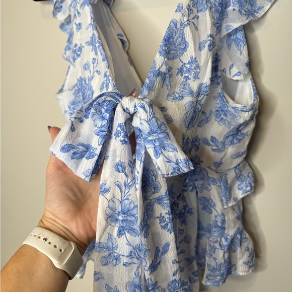 Trixxi Blue Floral Ruffle Blouse - Picture 5 of 8